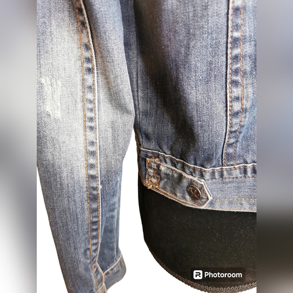 Liquid X Studded Distressed Moto Denim Jacket - Sm - Picture 5 of 9